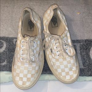 Cream colored checkered VANS